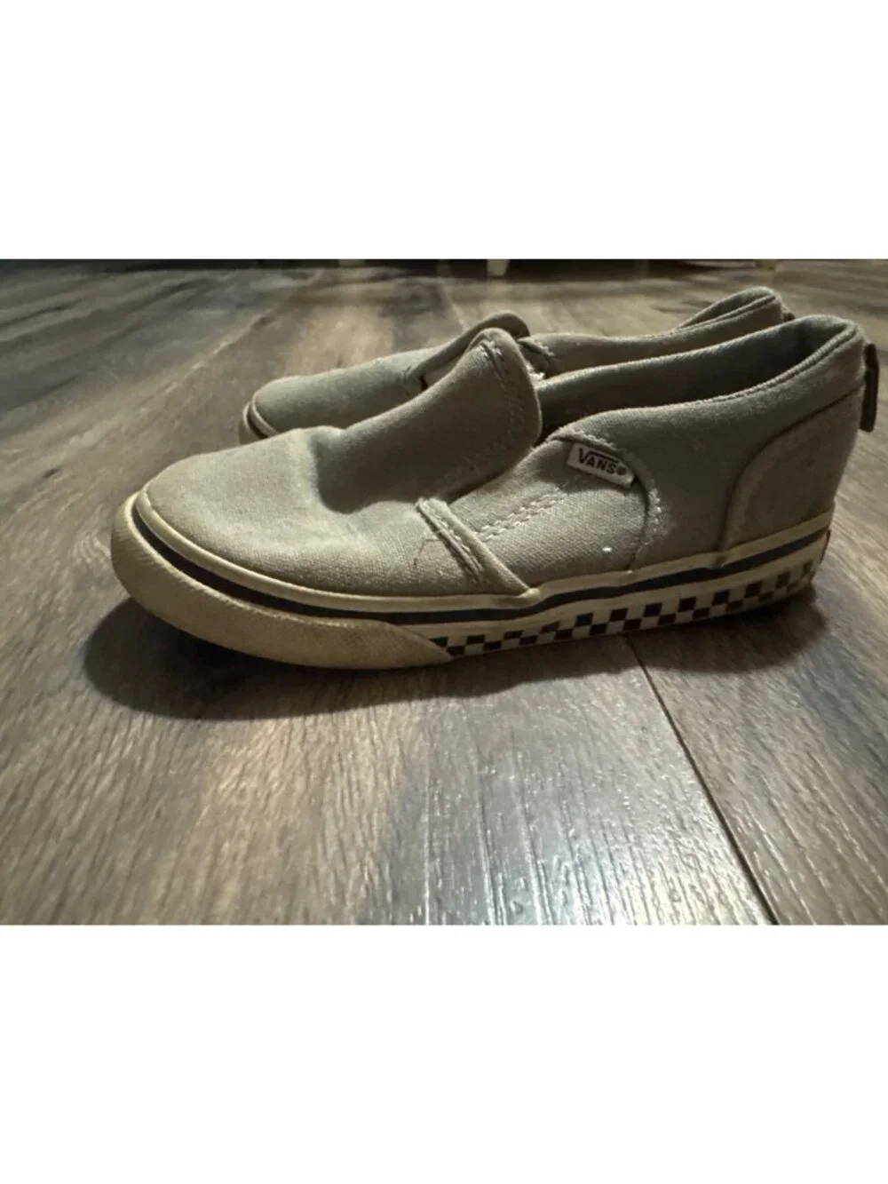 Vans Toddler Size 9 Checkered Slip-On Shoes Beige Canvas Casual